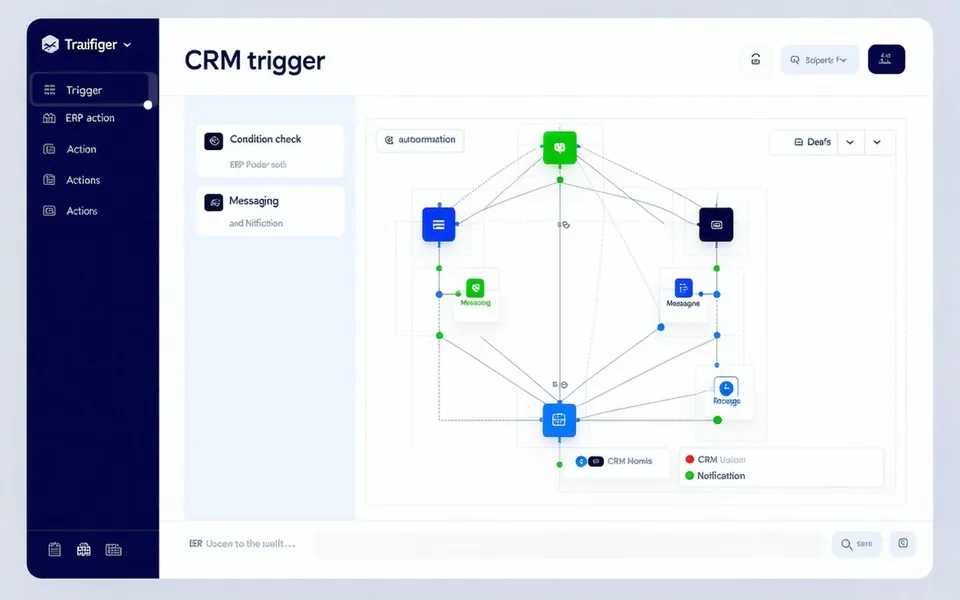 OrchVyne workflow automation builder showing a Salesforce close-won to NetSuite invoice to Slack alert automation in the visual canvas